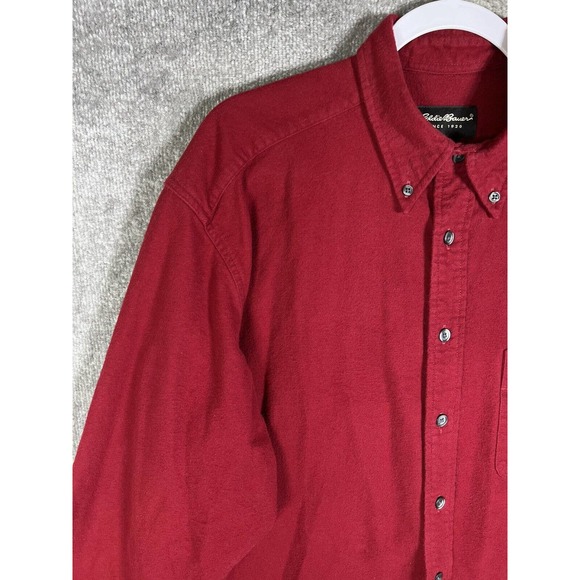 Eddie Bauer Long Sleeve Button‎ Down Flannel Shirt Mens Large Tall Red Pocket - Picture 6 of 14